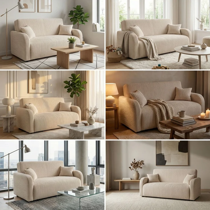Wohnero24 Lirena 3 Schlafsofa 155x95 cm mit Bettfunktion 133x195 cm – 2-3 Sitzer Cord Sofa ausziehbar mit Bettkasten, kleines Schlafsofa für Wohnzimmer - Schwarz – Bild 4