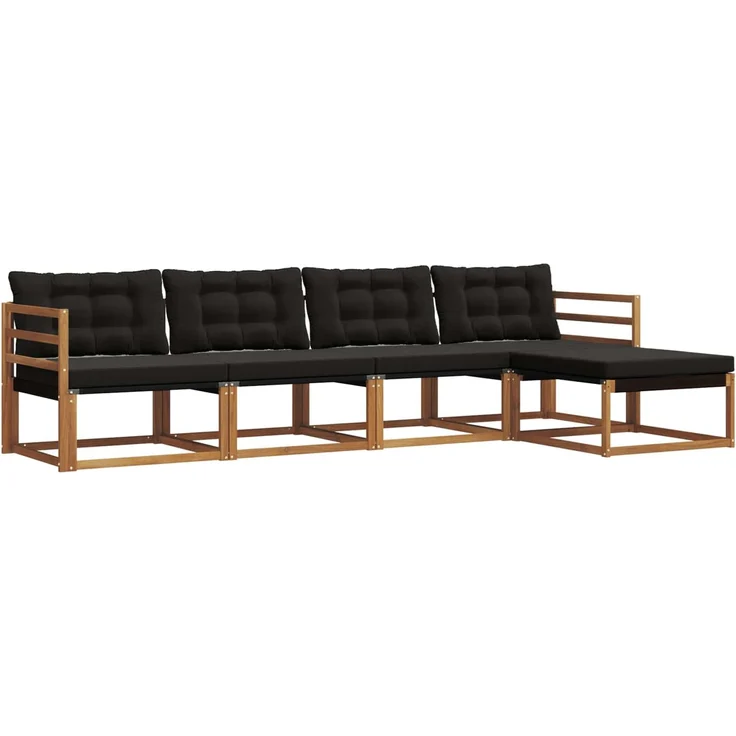 vidaXL Outdoor-Sofagarnitur 5 stk. 5-Sitzer Natur und Schwarz 3369351 – Bild 2
