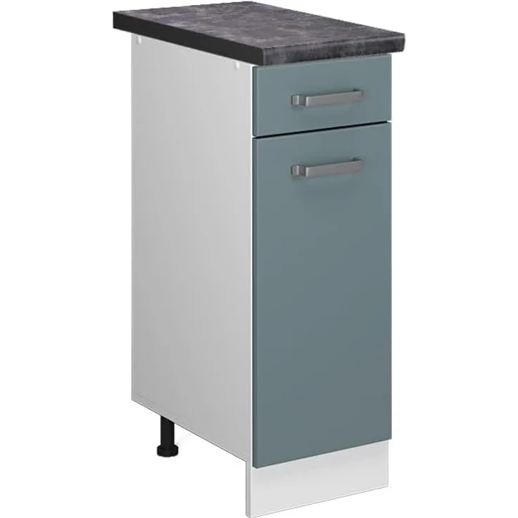 Vicco Küchenunterschrank R-Line, Blau-Grau/Weiß, 30 cm, AP Anthrazit – Bild 1