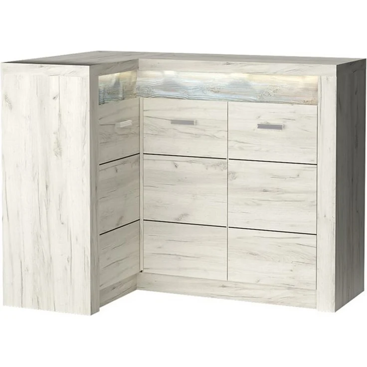 Lomadox Kommode INGENIO-161, Eckschrank Sideboard mit LED Beleuchtung modern in Esche weiß – Bild 4