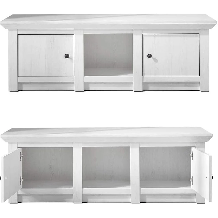 Lomadox Wohnwand WINGST-61, (3-St), Wohnzimmer im Landhaus-Stil Pinie weiß Nb. inkl. LED 340x207x45cm – Bild 3