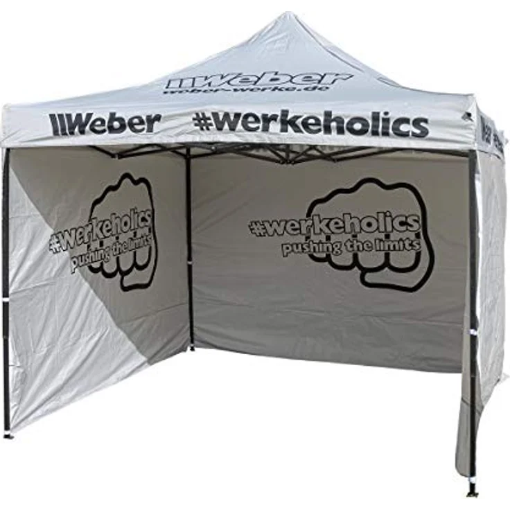 Weber #Werkeholics Easy-Up Zelt 3 x 3 m, wasserabweisend mit 3 Seitenwänden, grau – Bild 1