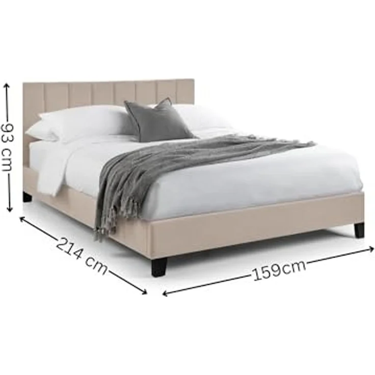 Julian Bowen Rosa cremefarbenes Samt, gepolstert, 150 cm, Kingsize-Bett – Bild 2