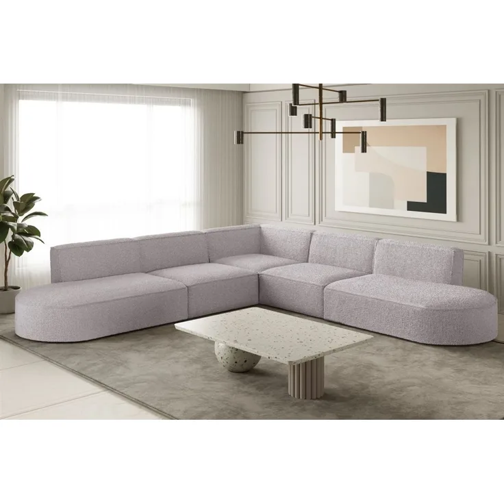 Ecksofa Designersofa PALMA Stoff Ascot Rose Seite Universal