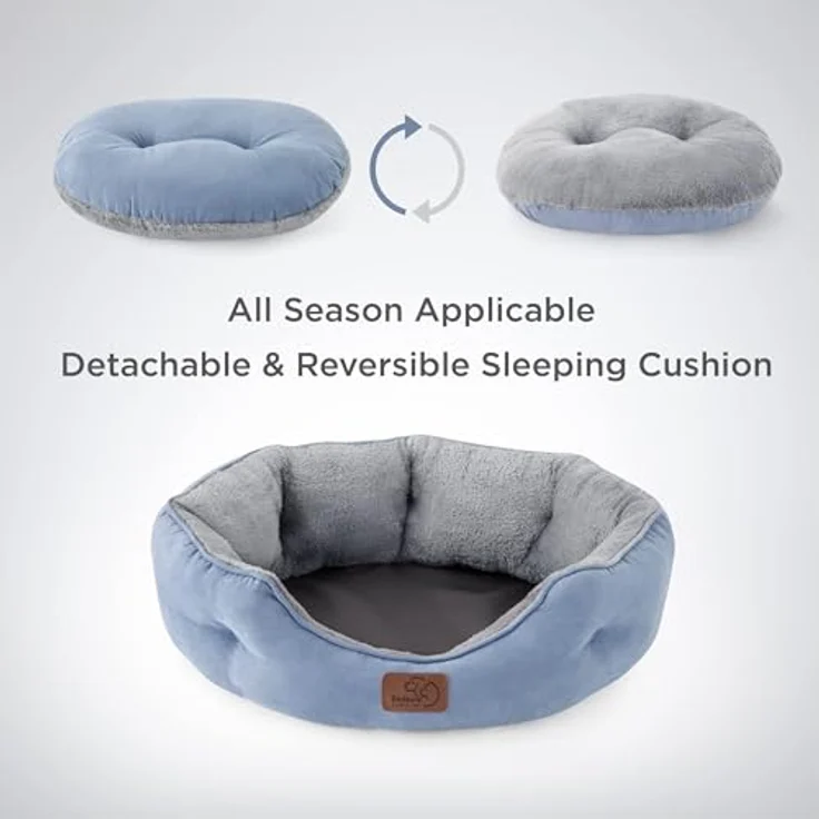 BEDSURE Katzenbett waschbar Katzen Bettchen - 51 x 48 x 15 cm Katzen Bett mit zweiseitig Innenkissen Katzenschlafplatz für Katzen oder kleine Hunde, blau – Bild 5