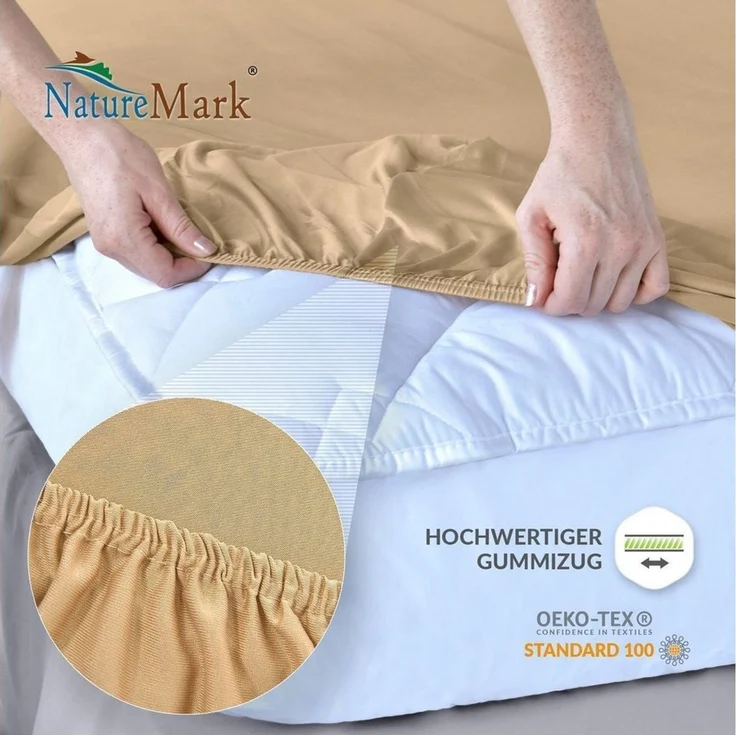 NatureMark - Mikrofaser SPANNBETTLAKEN zum Sparpreis! viele Größen und Farben Markenware (90x200-100x200 cm, Sand/beige) – Bild 3