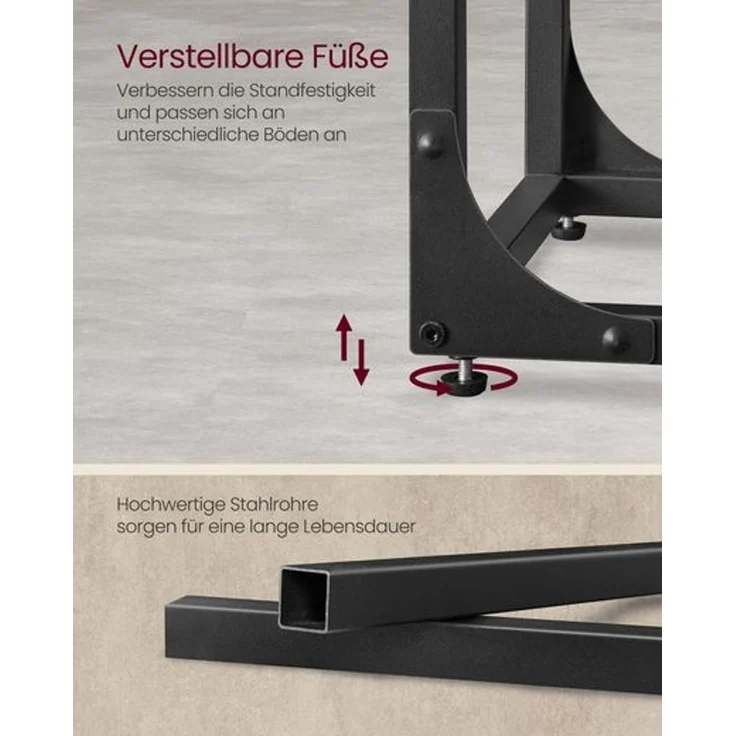 VASAGLE Beistelltisch, C Form, mit Metallgestell, industriell, Holz/Stahl vintagebraun-schwarz, 30 x 40 x 62 cm – Bild 5