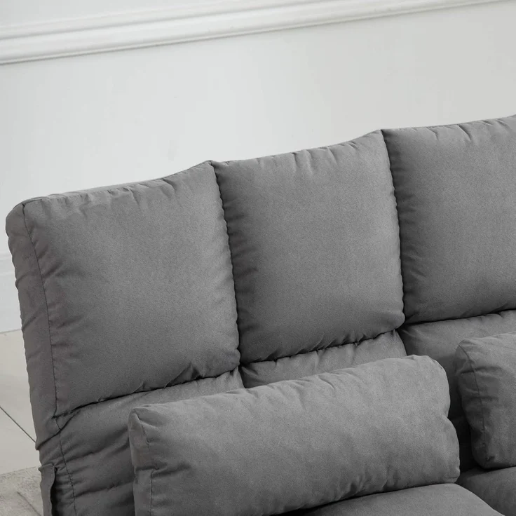 HOMCOM Relaxsessel mit Rückenlehne, 3 Positionen Verstellbare, Sitzkissen (Klappbett, 1-St, 2-in-1 Bodensessel), für Schlafzimmer, Wohnzimmer, Grau – Bild 8