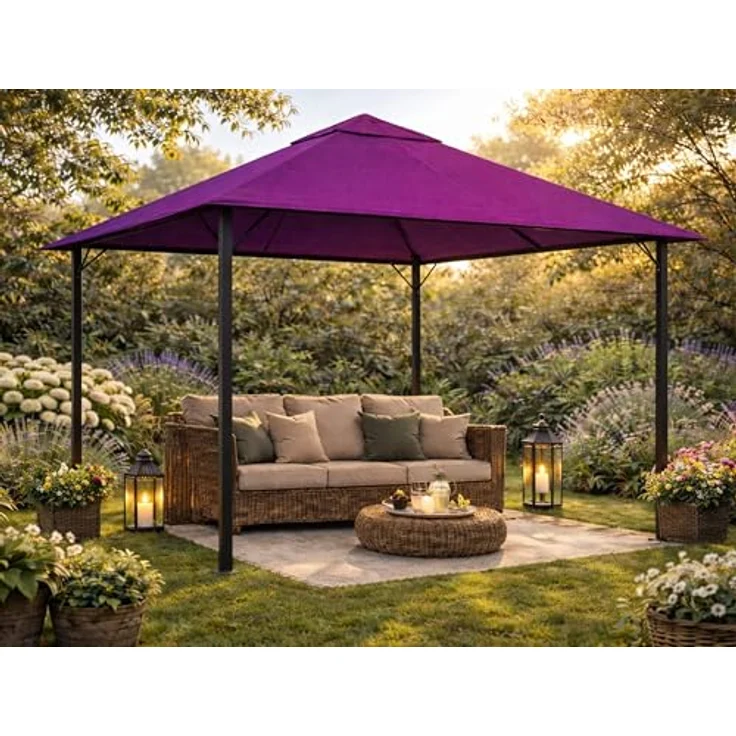 QUICK STAR Ersatzdach für Pavillon Paris 3x3m, Beere Limited Edition, wasserabweisend mit 8 Taschen zur Dachbefestigung – Bild 4
