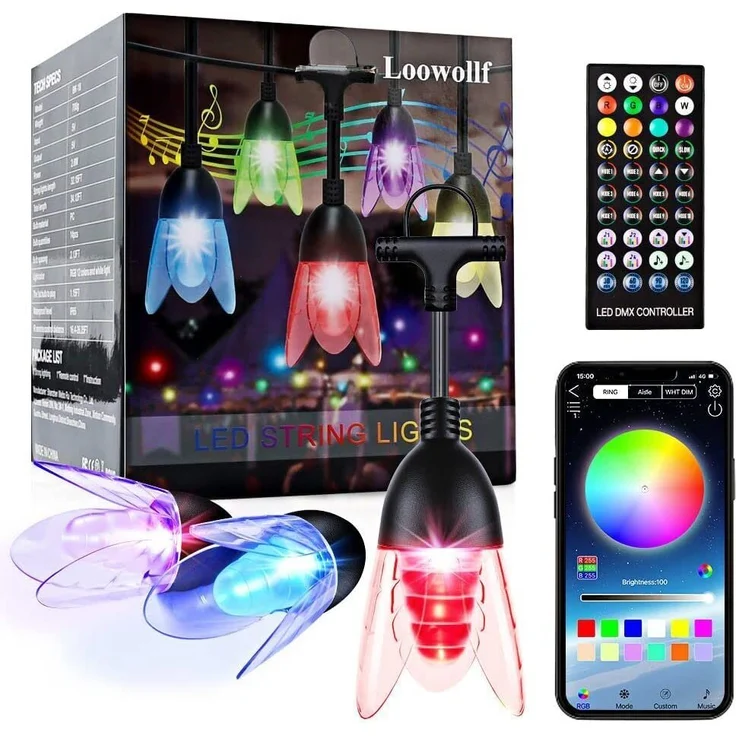 Diyarts LED-Lichterkette M8C, 14-flammig, Blütenblattform Bunte Lichterkette mit Bluetooth APP & Fernbedienung – Bild 1