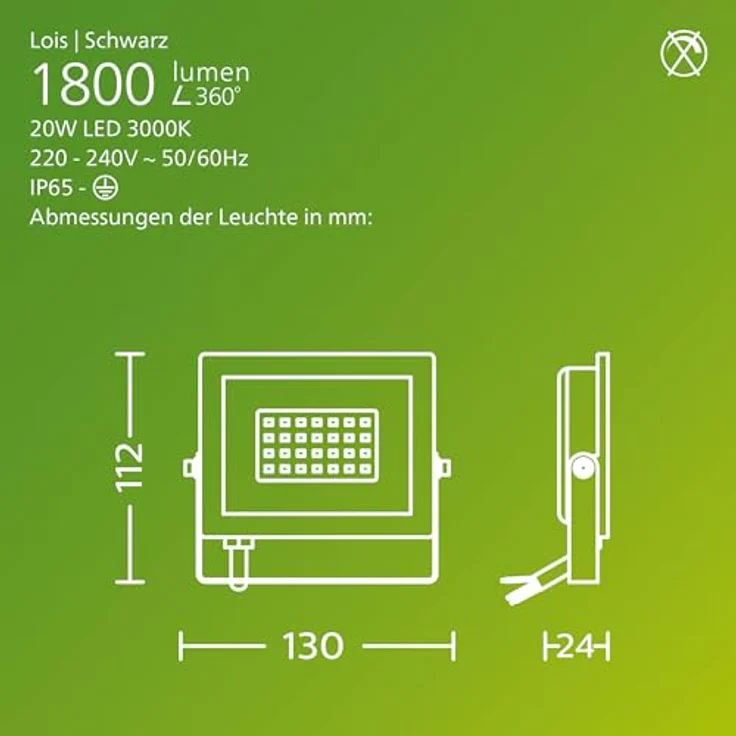 Philips Lois Flutlichtstrahler für den Außenbereich, exkl. Bewegungssensor, 20 Watt, 3000K weißes Licht, Schwarz – Bild 3