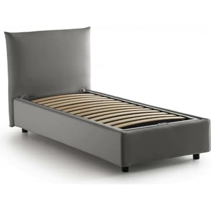 Talamo Italia - Clarissa Einzelbett, Bettkasten mit Stoffbezug, 100 % Made in Italy, Öffnung vorne, geeignet für Matratze 80x190 cm, Grau – Bild 3