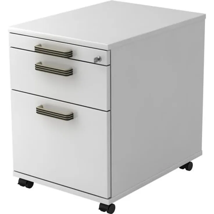 Rollcontainer AC20 58cm, 1 Schub, 1 HR, Schloss, SG Weiss