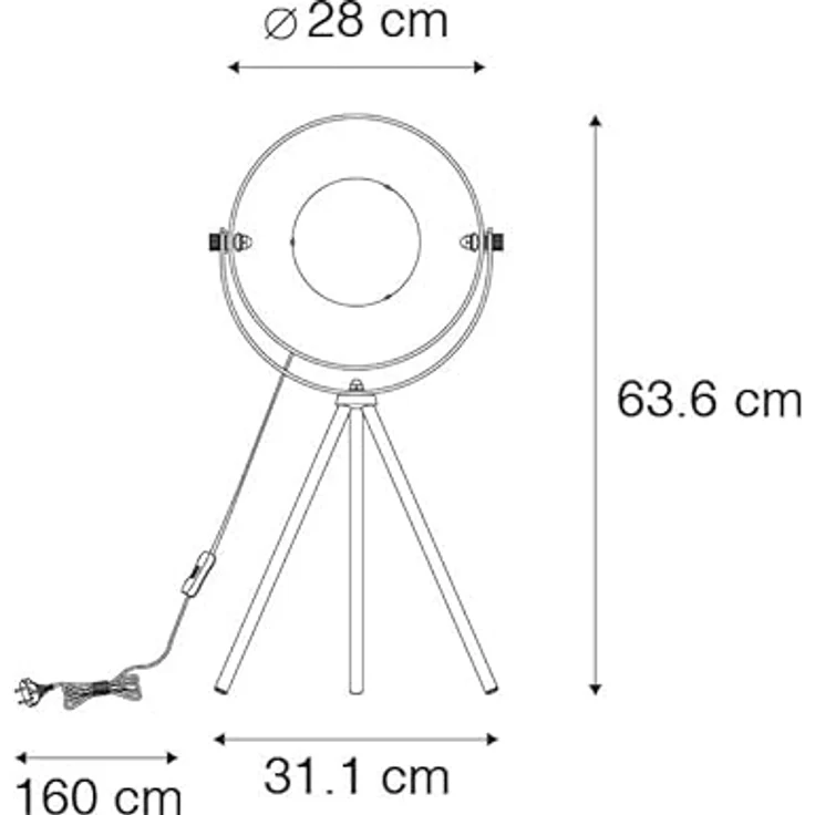 QAZQA Magnax Tischlampe schwarz mit goldfarbenem Innenleben, verstellbares Stativ 63,3 cm, LED geeignet E27, Industrielook für Wohnzimmer & Schlafzimmer – Bild 4