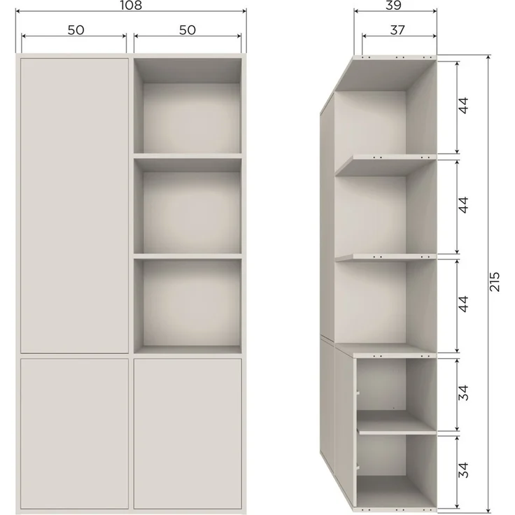 Schrank Meggy aus Kiefernholz, modern mit Push-to-Open, hellgrau, FSC-zertifiziert, 108 cm breit – Bild 8