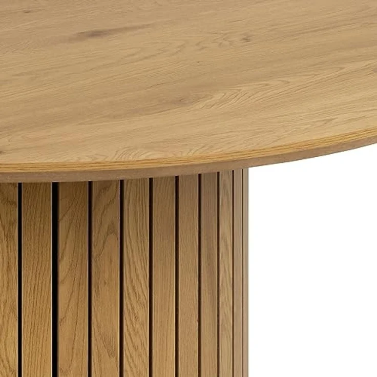 AC Design Furniture Yaron Esstisch in Wildeichenoptik für 4 Personen, Säulenfuß mit Lamellenfront, Runder Esstisch, Ø: 120 x H: 75 cm – Bild 6