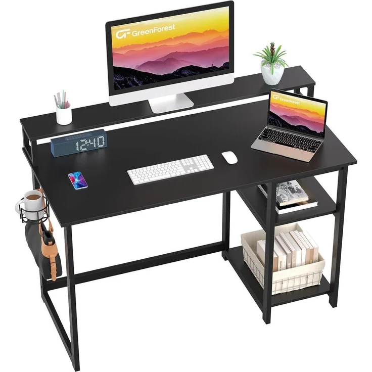 Schreibtisch 100x50 cm Schwarz Gaming Tisch PC Computertisch Monitorständer – Bild 1