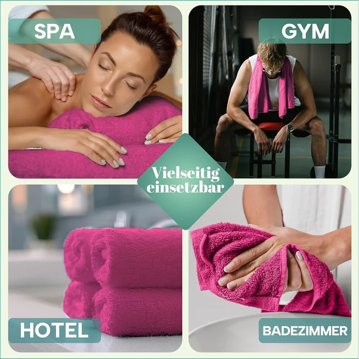 NatureMark 8er Pack Frottier Handtücher 50x100 cm, 100% Baumwolle, Pink, 50x100 cm – Bild 6