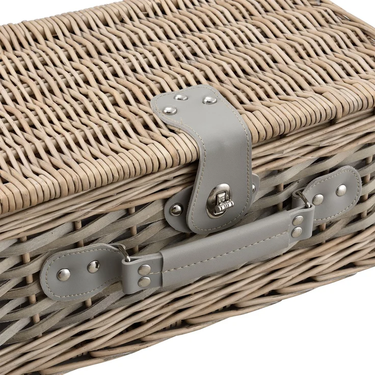 Picknickkorb mit Besteck-Set für 2 Personen Blau/Weiß casa. pro – Bild 2