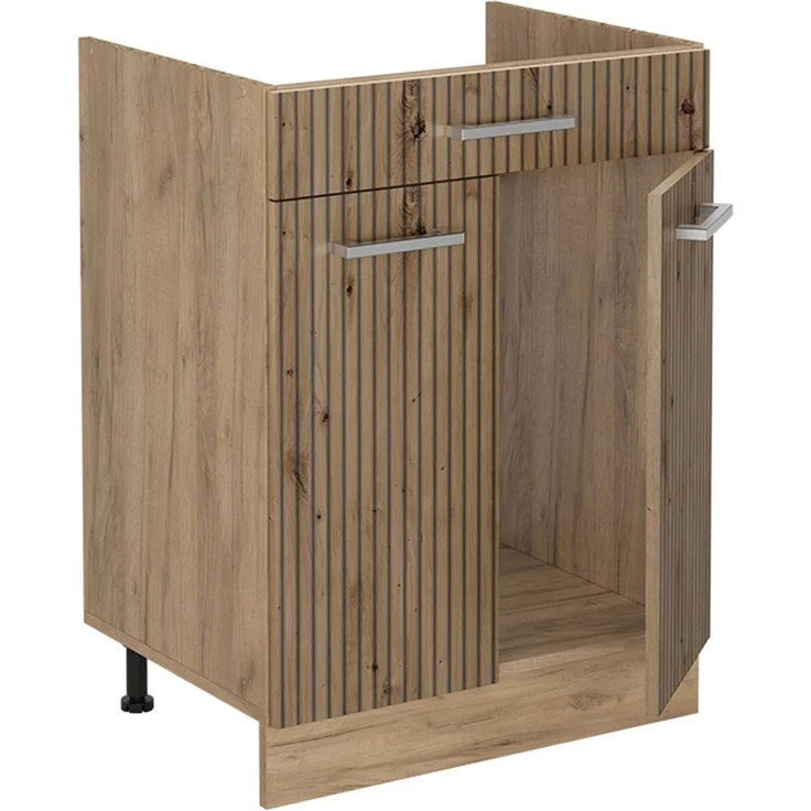 Küchenunterschrank R-Line Artisan-Eiche/Goldkraft Eiche 60 cm mit Schublade Arbeitsplatte Goldkraft Eiche Vicco – Bild 3