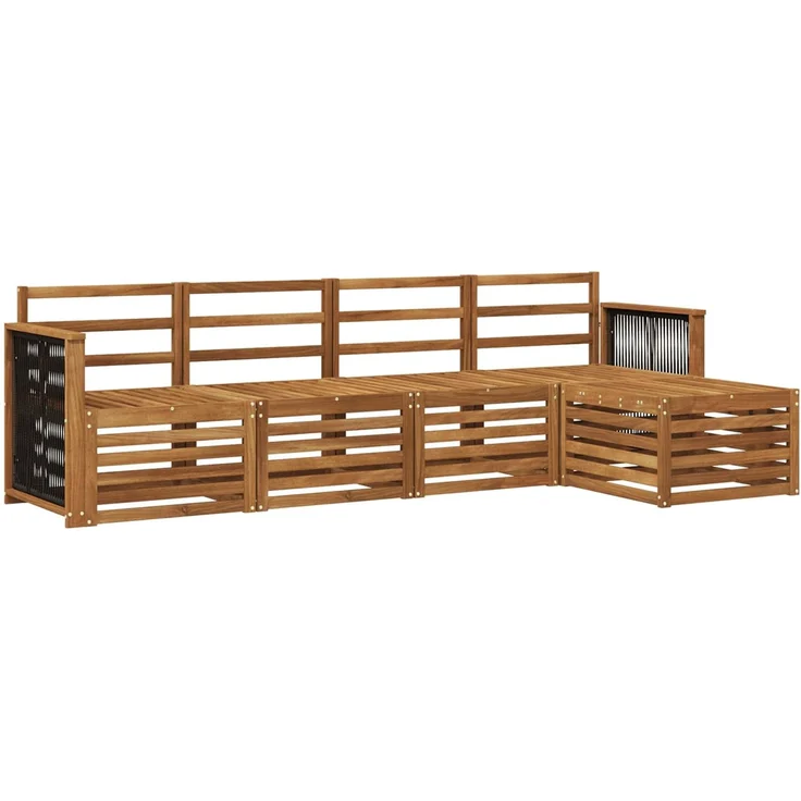vidaXL Outdoor-Sofagarnitur 5 stk. 5-Sitzer Natur Massivholz Akazie 3384230 – Bild 2