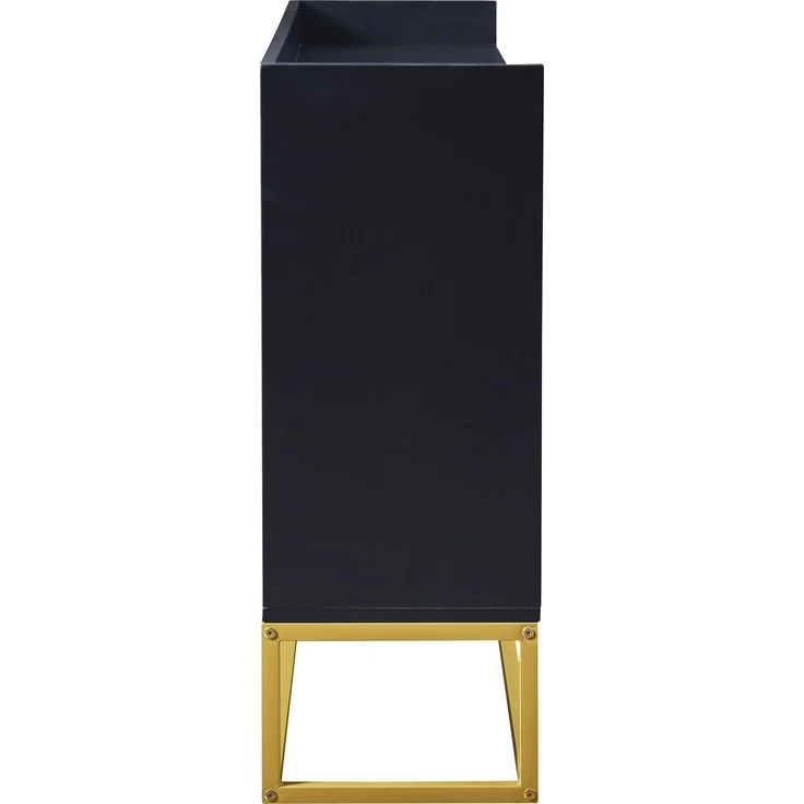 Sideboard mit Metallrahmen, 4 Türen, verstellbaren Regalen und schmaler Bauweise für Küche Wohnzimmer Flur Aufbewahrung,Schwarz – Bild 9