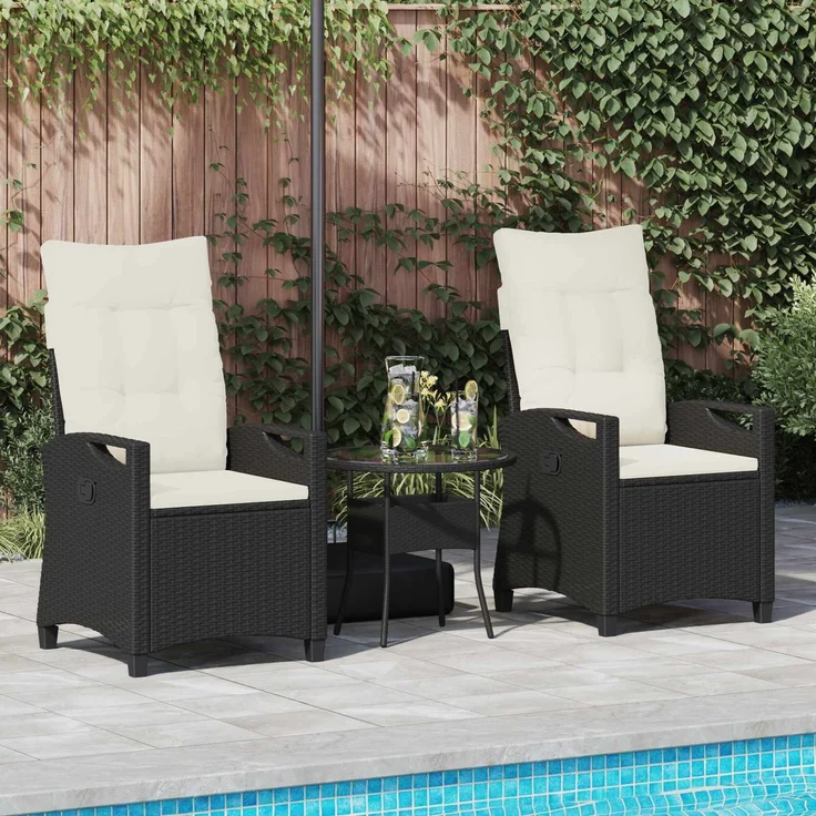 vidaXL Gartenstuhl 2 pcs Schwarz und Creme 56 x 60 x 112 cm 42026830 – Bild 3