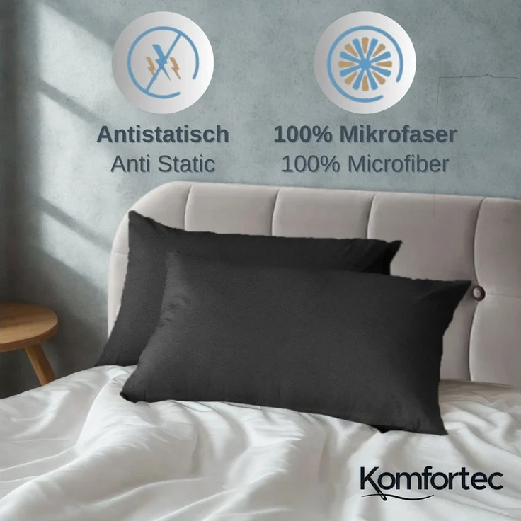 Komfortec Bettwäsche Premium, 135 x 200 bis 220 x 240 cm, 6 verschiedene Größen zur Auswahl, gebürstet 100% Mikrofaser, 4 teilig, Superweiches Bettwäsche-Set, Knitterfrei, Atmungsaktiv – Bild 3