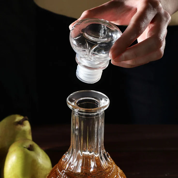 KADAX 6x Whisky-Alkohol-Dekanter Kristall 1L Glasflasche mit Korken – Bild 7