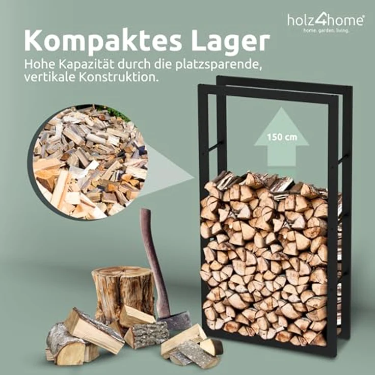 Kaminholzregal - Metall, Schwarz - BHT 80 x 150 x 25cm – Bild 7