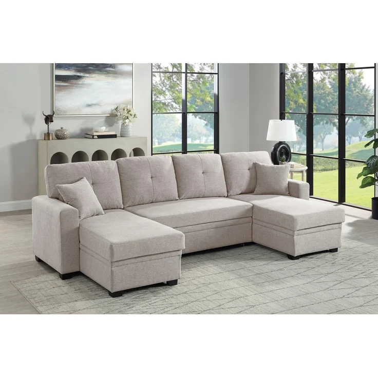 ATLANTIC home collection Wohnlandschaft Gerrit U-Form, Br. 282 cm, mit Bettfunktion, 2 Bettkästen & 2 Zierkissen – Bild 1