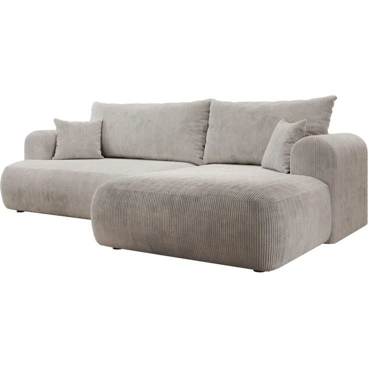 Selsey Ecksofa Rechts mit Schlaffunktion und Bettkasten 142x210 cm Taupe Bonellfederkern, Abnehmbare Kissen Modular 4er Couch Schlafsofa Kleines Sofa für Wohnzimmer/Schlafzimmer