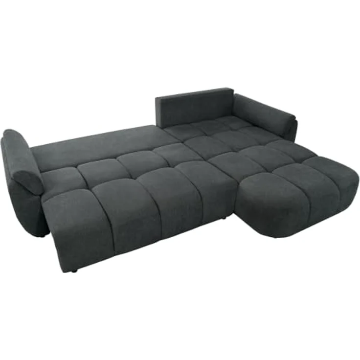 Beautysofa Ecksofa MASSIMO L-Form, dunkelgrau, mit Bettfunktion und Bettkasten, Schlaffläche 140 × 236 cm – Bild 5