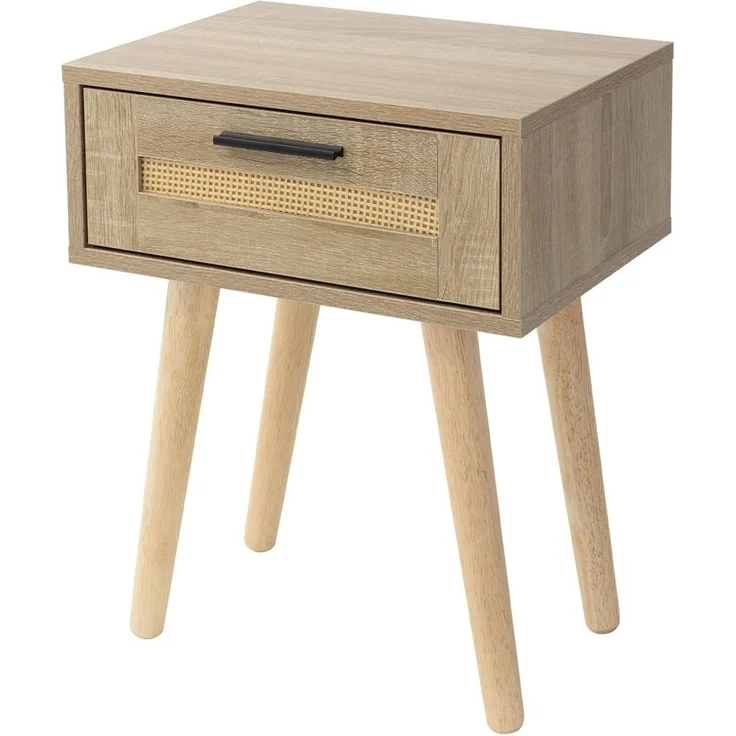 ML-DESIGN Nachttisch Nachtkommode Nachtschrank Nachtkonsole Nachtkästchen für Schlafzimmer (1-St), Beistelltisch Rattan mit 1x Schublade, laminierte Spannplatte Eiche – Bild 5