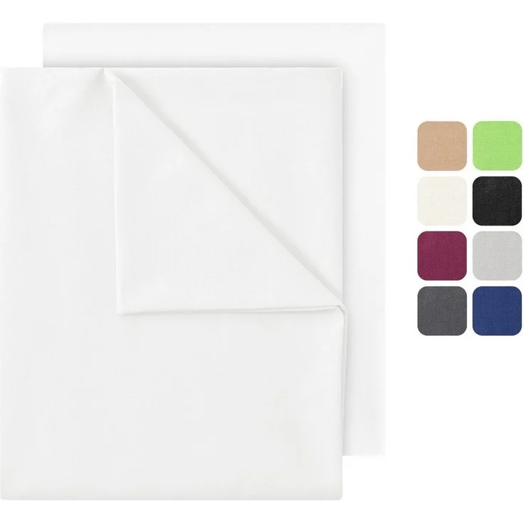 GREEN MARK Textilien Betttuch gewebtes Leintuch Betttuch, 100% Baumwolle, Gummizug: ohne, (1 Stück), weich und pflegeleicht, viele Variationen, 140x200 cm, Weiß – Bild 3