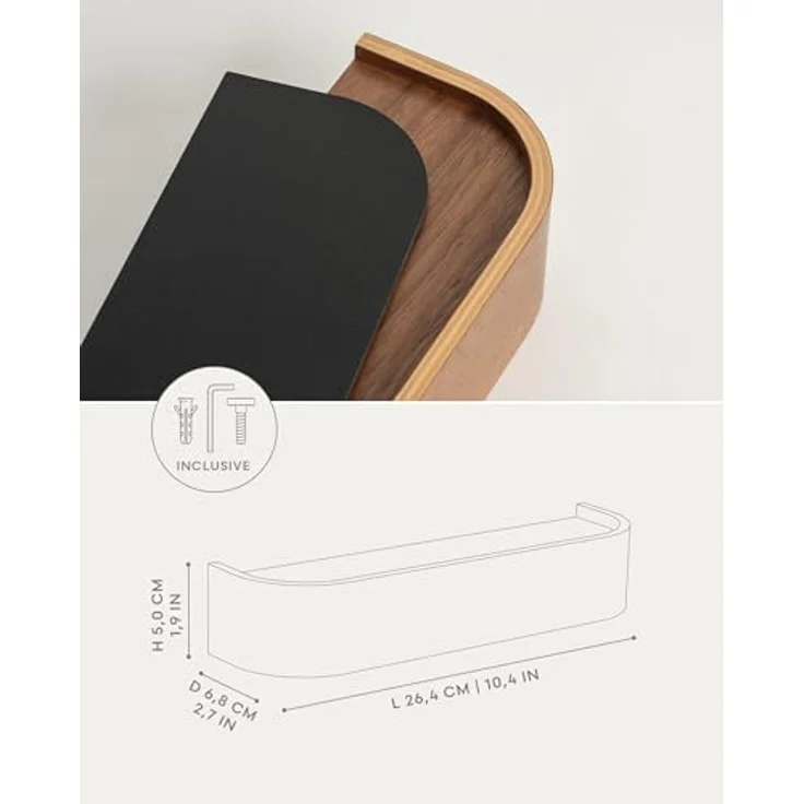 Kazai. Schlüsselbrett 'Fyndig' | Minimalistisches Schlüsselhaken-Design aus Berlin | Moderner Schlüsselhalter mit Ablage aus Holz | Schlüsselregal als Flur Möbel für die Wand | Walnuss – Bild 7