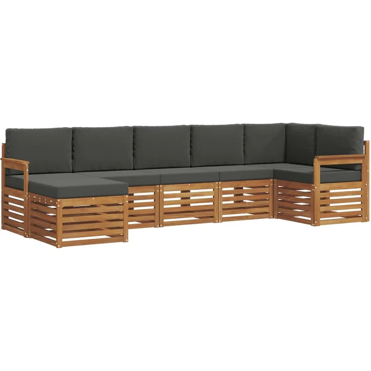 vidaXL Outdoor-Sofagarnitur 7 stk. 6-Sitzer Natur und Anthrazit 3375157 – Bild 2