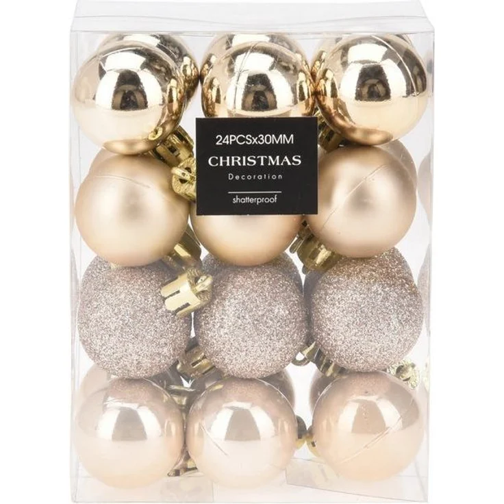 Annastore Weihnachtsbaumkugel 24 x Mini Baumkugeln Ø 3 cm zum Hängen - Bruchsicher aus Kunststoff, Kleine Christbaumkugeln aus Kunststoff – Bild 2