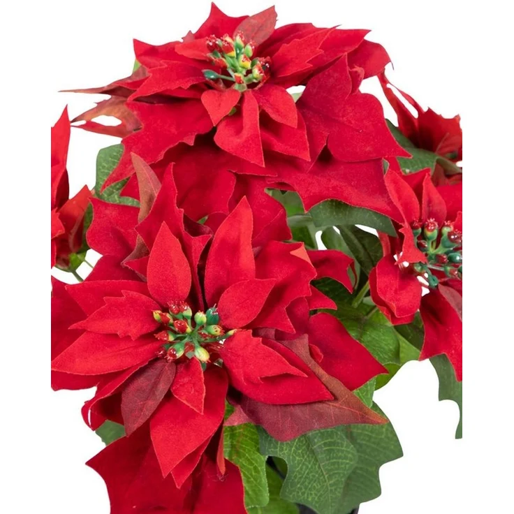 Kunstblume Weihnachtsstern Nature samt-rot im Topf PM Kunstblumen künstliche Poinsettie Blume, Seidenblumen Roß, Höhe 36 cm, mit 6 Blüten – Bild 4