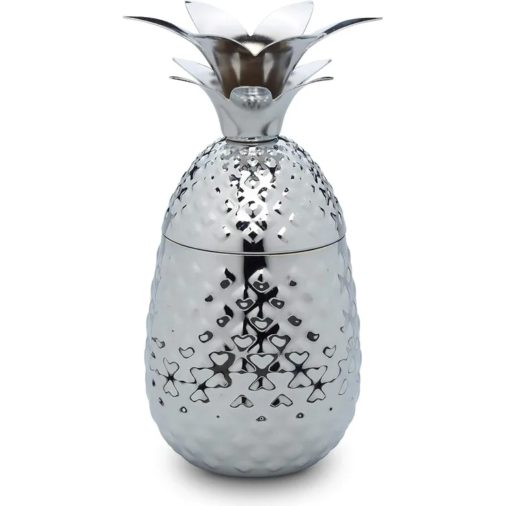 ECHTWERK Ananas Cocktail Tasse / Ananasbecher aus hochwertigem Edelstahl inklusive dekorativer Geschenkbox, 500 ml, 9,3 x 20 cm Edelstahl