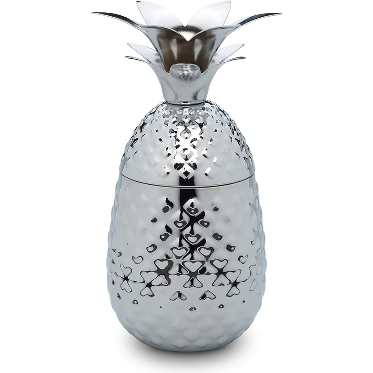 ECHTWERK Ananas Cocktail Tasse / Ananasbecher aus hochwertigem Edelstahl inklusive dekorativer Geschenkbox, 500 ml, 9,3 x 20 cm Edelstahl