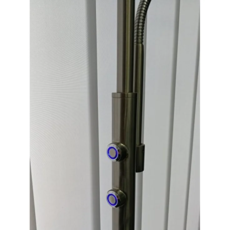 TRANGO LED Stehlampe, Touchdimmer & Stufenlos dimmbar, 1515 LED Stehlampe 2-flammig mit LED Modulen Serie *MOTHER-SON* I 24 Watt stufenlos dimmbar I satiniertes Glas Lampenschirm I Höhe ca. 1800mm schwenkbar & drehbar, modern & chic Stehleuchte – Bild 6