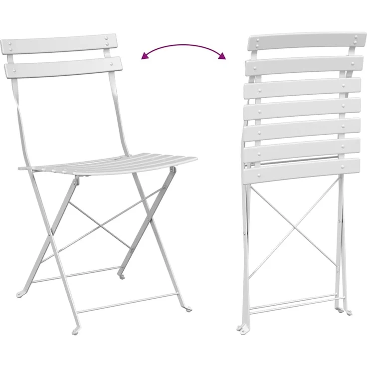 vidaXL Klapp Bistro Set 3 pcs Weiß Stahl 42002968 – Bild 8