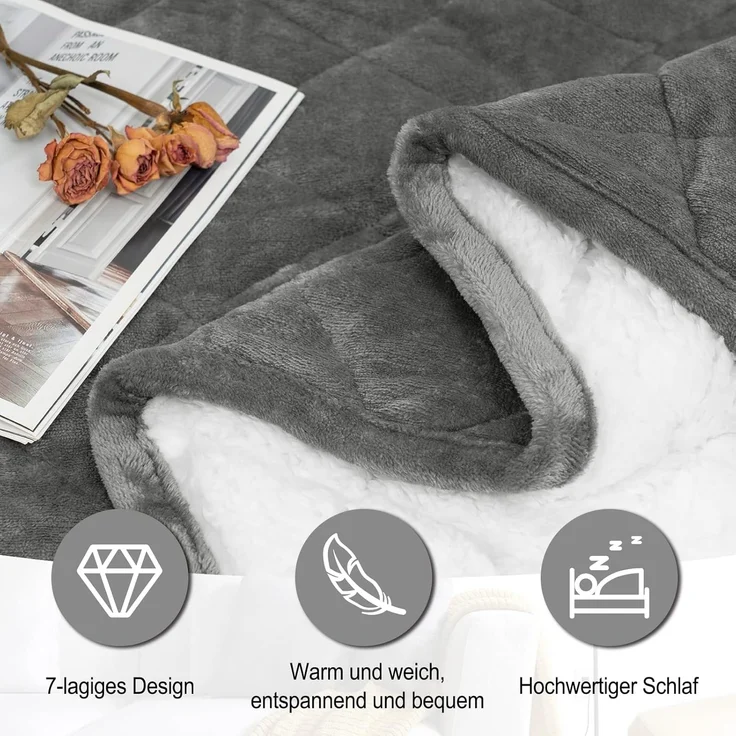 Woltu Gewichtsdecke, Bezug: Flanell Sherpa, Therapiedecke, Schwere Decke aus Flanell Sherpa – Bild 5