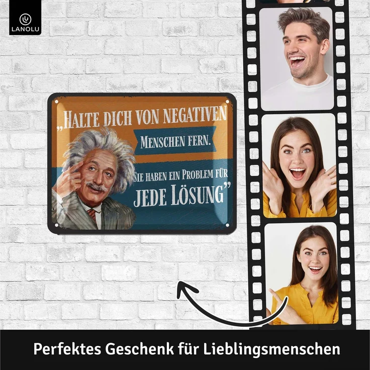 LANOLU Blechschild Einstein negative Menschen - 15x20cm – Metall – Mehrfarbig – 15206 – Bild 3