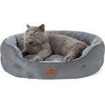 BEDSURE Katzenbett waschbar Katzen Bettchen - 63 x 53 x 20 cm Katzen Bett grau mit zweiseitig Innenkissen Katzenschlafplatz für Katzen oder kleine Hunde