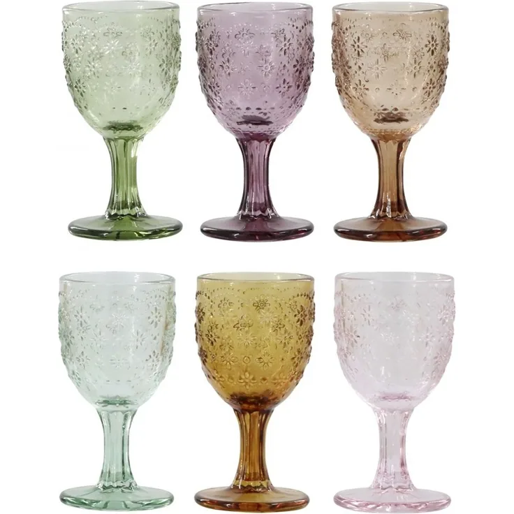 Chic Antique - 6er Set Glas Likörglas Schnapsglas 60 ml Bunt mit Muster 61091900