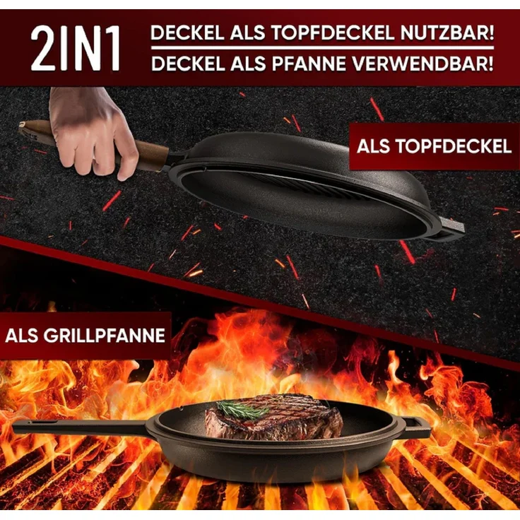 GUSSKÖNIG Dutch Oven 2in1 Pfannen Set 4,5L + Pflegepaste – Bild 5