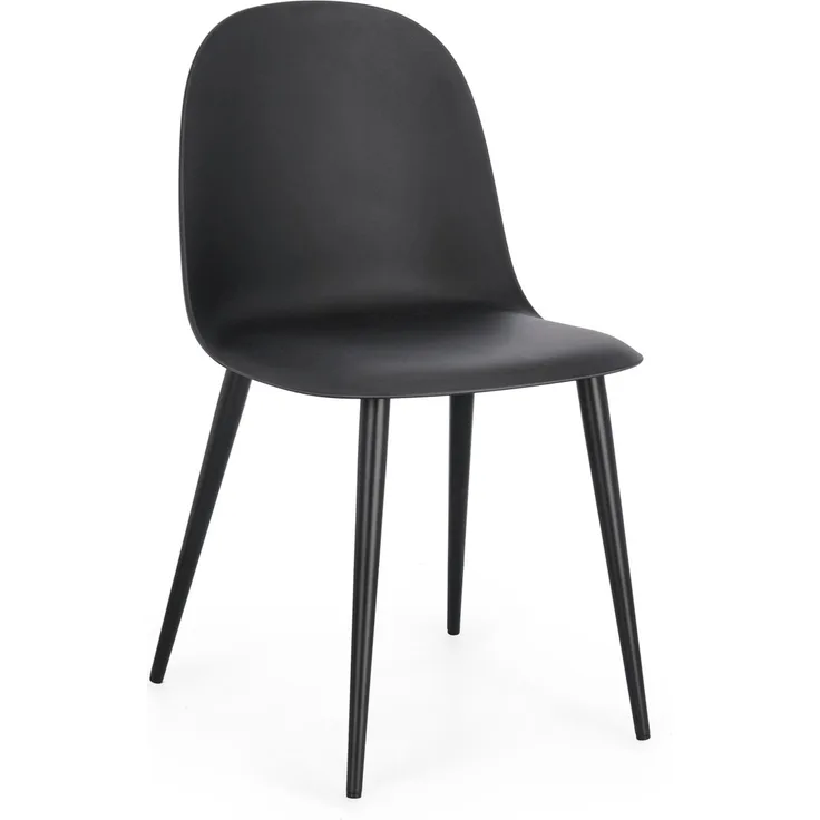 Esszimmerstuhl Ella 4er-Set aus Kunststoff, modernes Design, Schwarz, Metallgestell