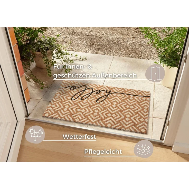 HANSE Home Fußmatte Mix Mats Kokos Hello Geometric, Türmatte, rechteckig, Höhe: 15 mm, Kokos, Schmutzfangmatte, Outdoor, Rutschfest, Innen, Kokosmatte, Flur – Bild 2